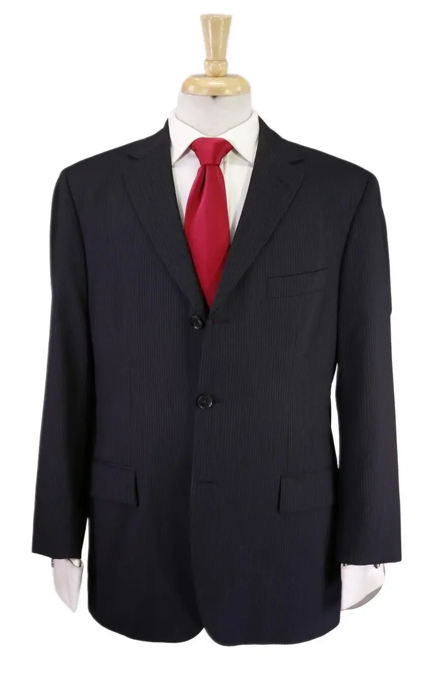 Hugo Boss Black Thin Striped 3-Btn Wool Suit 40S